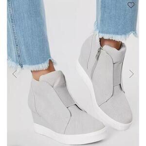 Coccinelle CCOCCI Light Gray Zoey Wedge Sneaker - Women SZ 8 heeled shoe